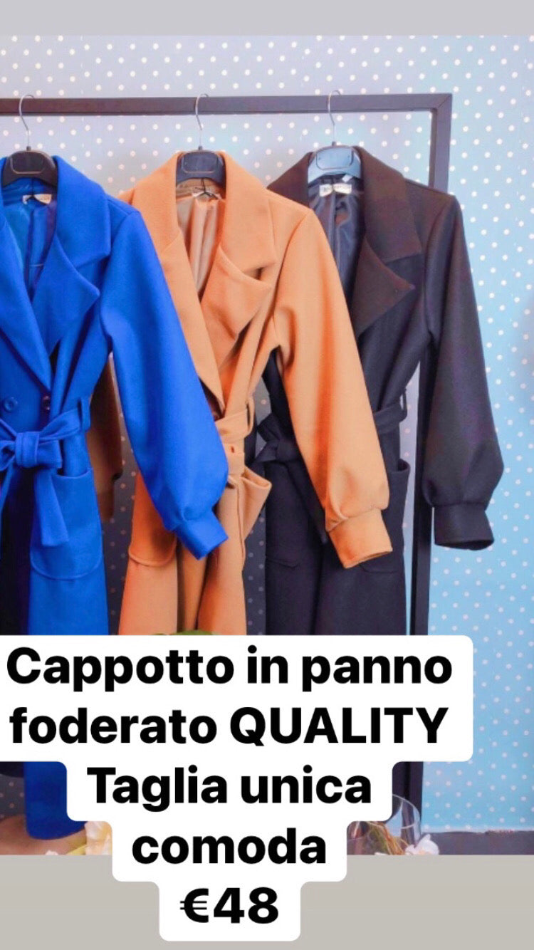 Cappotto doppio petto in panno foderato in